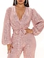 cheap Party Jumpsuits-european and american women&#039;s new products amazon hot fashion sexy v-neck sequins one-piece wide-leg one-piece trousers spot