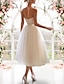 Χαμηλού Κόστους Νυφικά Φορέματα-Δεξίωση Μικρά Άσπρα Φορέματα Φορεματα για γαμο Γραμμή Α Καρδιά Στράπλες Κάτω από το γόνατο Τούλι Νυφικά φορέματα Με Ζωνάρια / Κορδέλες Πλισέ 2024