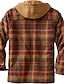 cheap Flannel Shirts-Men&#039;s Flannel Shirt Check Hooded Light Yellow Light Purple Wine Green / Black Sea Blue Long Sleeve Print Street Daily Button-Down Tops Fashion Casual Comfortable