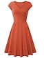 billige ensfargede kjoler-kvinners en linje kjole kort minikjole beige kortermet ren farge rynket vårsommer v-hals elegant klassisk 2023 4xl