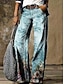 cheap Wide Leg &amp; High Waisted-Women&#039;s Jeans Bootcut Faux Denim Wide Leg Print Mid Waist Full Length flower number 6