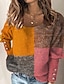 cheap Sweaters-Women&#039;s Pullover Sweater jumper Jumper Ribbed Knit Knitted Color Block Crew Neck Stylish Casual Outdoor Daily Winter Fall Orange Gray M L XL / Long Sleeve / Holiday / Regular Fit / Going out