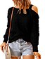 cheap Sweaters-Women&#039;s Pullover Sweater Jumper Ribbed Knit Knitted Cold Shoulder Pure Color Strap Stylish Casual Daily Holiday Fall Winter Green Black S M L / Long Sleeve