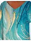 billige Bluser og skjorter til kvinner-Dame Store størrelser Skjorte Bluse Grafisk Fargegradering Feriereise Helg Blå Langermet Årgang Ferie Fritid V-hals Normal Vår Høst