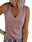 ieftine Bluze simple pentru femei-Pentru femei Cămașă Henley Bluză Negru Alb Roz Îmbujorat Simplu Peteci Fără manșon De Bază În V Regulat Zvelt S