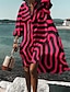 Χαμηλού Κόστους Print Φορέματα-γυναικείο swing φόρεμα κοντό μίνι φόρεμα κόκκινο μακρυμάνικο φλοράλ ριγέ γεωμετρικό στάμπα γιακά χειμερινού πουκάμισου casual 2022 5xl