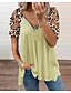 cheap Women&#039;s Blouses &amp; Shirts-Women&#039;s Blouse Shirt Eyelet top Pink Khaki Gray Leopard Patchwork Zipper Short Sleeve Daily Weekend Basic Streetwear V Neck Regular S / Cut Out / Print