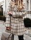 cheap Women&#039;s Blazer&amp;Suits-Women&#039;s Blazer Regular Pocket Button Print Coat Black And White White Black Stylish Casual Daily Street Style Street Daily Vacation Going out Fall Winter Double Breasted Turndown Regular Fit S M L XL