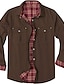 cheap Flannel Shirts-Men&#039;s Flannel Shirt Solid Color Turndown Black Army Green Brown Navy Blue Coffee Long Sleeve Street Daily Button-Down Tops Fashion Casual Comfortable