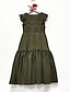 economico Vestiti per serate-Bambini Ragazze Abito Tinta unica Tinta unita Manica Corta Matrimonio Quotidiano Ferie Pizzo Arricciato Principessa Dolce Elastene Viscosa Maxi Abito a trapezio Estate 4-13 Anni Bianco Champagne Vino