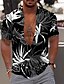 cheap Hawaiian Shirts-Men&#039;s Shirt Summer Hawaiian Shirt Print Graphic Patterned Hawaiian Aloha Leaves Design Turndown Street Casual Button-Down Print Short Sleeve Tops Designer Casual Fashion Breathable Black / White