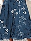 رخيصةأون فساتين منقوشة-نسائي لباس غير رسمي فستان شيفت فستان ميدي أزرق البحرية 3/4 الكم ورد مكشكش الصيف الربيع رقبة دائرية العطلة 2023 S M L XL XXL 3XL 4XL 5XL