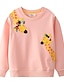 voordelige Hoodies &amp; Sweatshirts-sweatshirt voor meisjes met lange mouwen giraffe levendig roze katoenen kindertops herfst winter mode dagelijks normale pasvorm 3-6 jaar