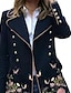 cheap Women&#039;s Coats &amp; Trench Coats-Women&#039;s Winter Coat Long Overcoat Floral Print Trench Coat Thermal Warm Pea Double Breasted Lapel Heated Coat Windproof Outerwear Long Sleeve Fall