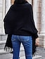 cheap Cardigans-Women&#039;s Poncho Sweater Open Front Ribbed Knit Acrylic Tassel Knitted Fall Winter Tunic Outdoor Daily Going out Stylish Casual Soft Long Sleeve Pure Color Black Pink Wine S M L