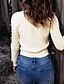 cheap Sweaters-Women&#039;s Pullover Sweater Jumper Knit Knitted Pure Color Boat Neck Stylish Casual Daily Date Spring Summer Black Khaki One-Size / Long Sleeve / Regular Fit / Going out / Cotton