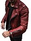 cheap Men’s Furs &amp; Leathers-Men&#039;s Faux Leather Jacket Street Casual Fall Winter Regular Coat Slim Windproof Warm Punk Fashion Jacket Long Sleeve Pure Color Faux Fur Trim Black Red Brown
