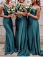 cheap Bridesmaid Dresses-Mermaid / Trumpet Bridesmaid Dress One Shoulder Sleeveless Elegant Sweep / Brush Train Spandex with Draping / Solid Color 2023
