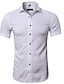 preiswerte Formelle Hemden-Herren Hemd herrenhemden hemd englisch Feste Farbe Kragen Casual Kurzarm Oberteile Basic Hellrosa Hellblau Weiß