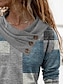 Χαμηλού Κόστους Γυναικεία T-Shirts-Γυναικεία Μπλουζάκι Γεωμετρικό Αφηρημένο Κουμπί Στάμπα Causal Σαββατοκύριακο Καθημερινά Βασικό Μακρυμάνικο Σωρός λαιμός Λαιμόκοψη V Ρουμπίνι Φθινόπωρο &amp; Χειμώνας