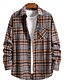 cheap Flannel Shirts-Men&#039;s Flannel Shirt Check Shirt Check Turndown Dusty Rose Coffee Light Blue Street Daily Long Sleeve Button-Down Clothing Apparel Fashion Casual Comfortable