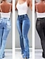 cheap Women&#039;s Jeans-Women&#039;s Jeans Bootcut Flared Pants Denim Plain Split Cut Out Full Length Micro-elastic Mid Waist Fashion Casual Weekend Light Blue Black S M