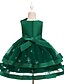 cheap Dresses-Kids Girls&#039; Dress Geometric Snowflake Flower Tulle Dress Halloween Sequins Embroidered Lace up Green Pink Yellow Midi Sleeveless Princess Cute Dresses Fall Winter Slim 3-10