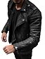 cheap Men’s Furs &amp; Leathers-Men&#039;s Faux Leather Jacket Street Casual Fall Winter Regular Coat Slim Windproof Warm Punk Fashion Jacket Long Sleeve Pure Color Faux Fur Trim Black Red Brown