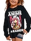 preiswerte 3D-T-Shirts für Mädchen-Mädchen 3D Anime Buchstabe T-Shirt Langarm 3D-Druck Herbst Winter Aktiv Modisch Täglich Polyester kinderkleidung 3-12 Jahre Outdoor Täglich Regular Fit