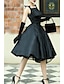 cheap Cocktail Dresses-A-Line Cocktail Black Dress Vintage Dress Graduation Wedding Guest Tea Length Sleeveless Square Neck Satin with Sash / Ribbon Bow(s) Pure Color 2024