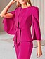 cheap Mother of the Bride Pantsuits-Two Piece Jumpsuits Mother of the Bride Dress Elegant Wrap Included Jewel Neck Ankle Length Stretch Chiffon 3/4 Length Sleeve with Bandage 2023
