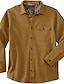 cheap Flannel Shirts-Men&#039;s Flannel Shirt Solid Color Turndown Brown Long Sleeve Street Daily Button-Down Tops Fashion Casual Comfortable