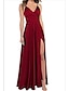 זול שמלות נשף-שמלת ערב אדומה ירוקה שמלת כלה אורחת נשף באורך רצפת רצועת ספגטי ללא שרוולים שמלת שושבינה סאטן עם שסע 2024