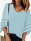 billige Bluser og skjorter til kvinner-Dame Skjorte Bluse Vin Svart Hvit Kortermet Daglig V-hals Normal Løstsittende S