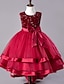 cheap Party Dresses-Kids Girls&#039; Dress Sequin Sleeveless Wedding Party Festival Sequins Bow Princess Sweet Cotton Polyester Midi Flower Girl&#039;s Dress Summer 4-13 Years Red Green