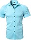 abordables Camisas de vestir-Hombre Camisa Camisa de verano Camisa para Vestido Color sólido Cuello Rosa Claro Bleu Ciel Negro Blanco Azul Marino Casual Manga Corta Ropa Básico