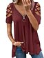 cheap Women&#039;s Blouses &amp; Shirts-Women&#039;s Blouse Shirt Tunic Pink Wine Gray Plain Cut Out Flowing tunic Short Sleeve Daily Weekend Streetwear Casual V Neck Regular S