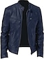 cheap Men&#039;s Outerwear-Men&#039;s Faux Leather Jacket Regular EU / US Size Coat White Black Gray Wine Navy Blue Daily Fall &amp; Winter Stand Collar Regular Fit XS S M L XL 2XL / Long Sleeve
