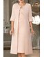olcso Ruhaszettek-Női ruhakészlet Kétrészes ruha Hüvelyruha Midi ruha Arcpír rózsaszín Háromnegyedes Tiszta szín Többrétegű Tél Ősz V-alakú Elegáns Esküvői vendég 2023 S M L XL 2XL 3XL