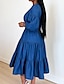 cheap Plain Dresses-Women&#039;s Denim Dress Swing Dress Midi Dress Blue Half Sleeve Pure Color Ruffle Summer Spring Crew Neck Stylish Loose Fit 2023 S M L XL