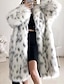 cheap Women&#039;s Furs &amp; Leathers-Women&#039;s Faux Fur Coat Modern Comfortable Street Style Plush Patchwork Pocket Outdoor Daily Wear Vacation Going out Faux Fur Long Coat Winter Fall White Cardigan Turndown Loose Fit S M L XL XXL / Warm