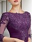 cheap Mother of the Bride Dresses-Sheath / Column Mother of the Bride Dress Wedding Guest Elegant Sparkle &amp; Shine Jewel Neck Asymmetrical Floor Length Chiffon Lace 3/4 Length Sleeve with Sequin Appliques 2023