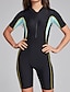 お買い得  ラッシュガード-SBART 女性用 ダイブスキンスーツ UVサンプロテクション UPF50+ 高通気性 半袖 スイムウェア フロントファスナー ボイレグ 水泳 潜水 サーフィン シュノーケリング パッチワーク 夏 春
