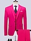 cheap Suits-Burgundy White Red Men&#039;s Wedding Business Suits Business Formal Groom Suits 3 Piece Solid Colored Tailored Fit Single Breasted One-button 2024