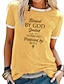 billige T-skjorter til kvinner-Dame T skjorte Tekst Svart Gul Blå Kortermet Avslappet Helg Grunnleggende Rund hals Normal