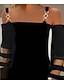 olcso sima ruhák-Női Fekete ruha Háló Kollázs Spagettipánt Mini ruha Alap Szexi Születésnap Randi Háromnegyedes Nyár Tavasz