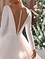 cheap Wedding Dresses-Reception Simple Wedding Dresses Wedding Dresses Sheath / Column V Neck Sleeveless Ankle Length Satin Bridal Gowns With / Solid Color 2024