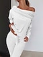 Χαμηλού Κόστους Γυναικεία Loungewear-γυναικεία σετ σαλονιών καθαρό χρώμα βελούδινο comfort home street polyester με έναν ώμο μακρυμάνικο παντελόνι ελαστική μέση φθινόπωρο χακί χειμώνα