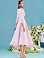 זול שמלות לאם הכלה-גזרת A שמלה לאם הכלה  אורחת חתונה אלגנטית וינטאג&#039; צווארון V באורך הקרסול סאטן שרוול 4\3 עם קפלים 2024