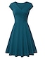 זול שמלות פשוטות-שמלת קו לנשים שמלת מיני קצרה בז&#039; שרוולים קצרים בצבע טהור קיץ אביב קיץ צוואר V אלגנטי קלאסי 2023 4xl